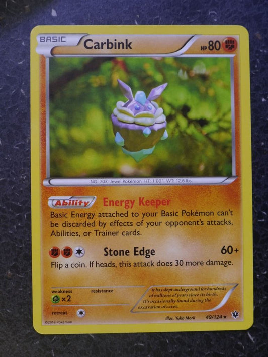 Pokemon Cards: CARBINK 49/124 RARE # 7B47