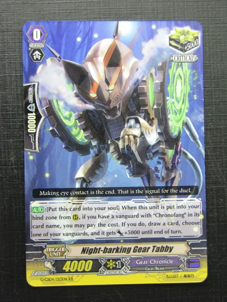 Vanguard Cards: NIGHT-BARKING GEAR TABBY G-CB04 RR # 20F52