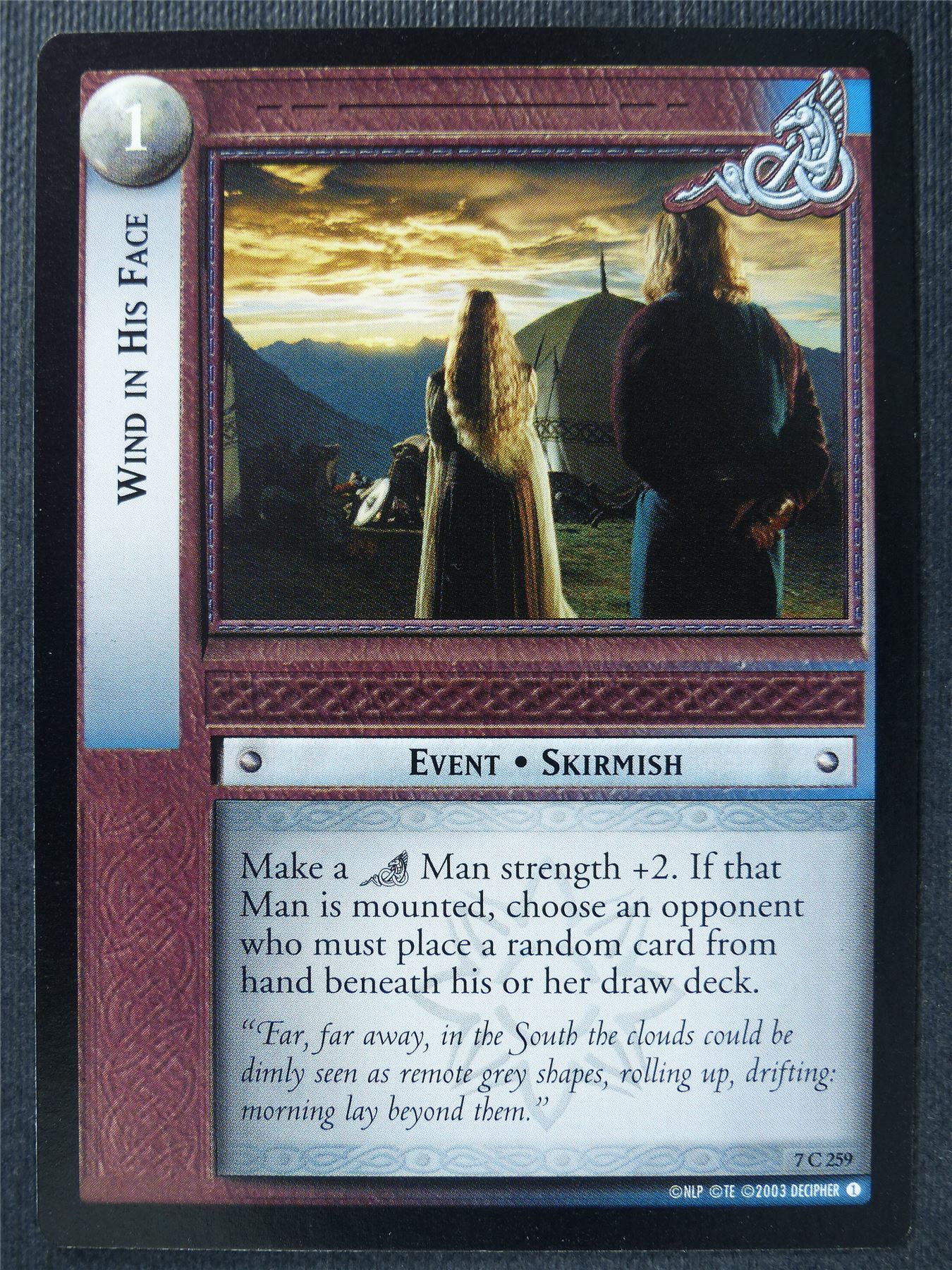 Wind in His Face 7 C 259 - LotR Card #3H5