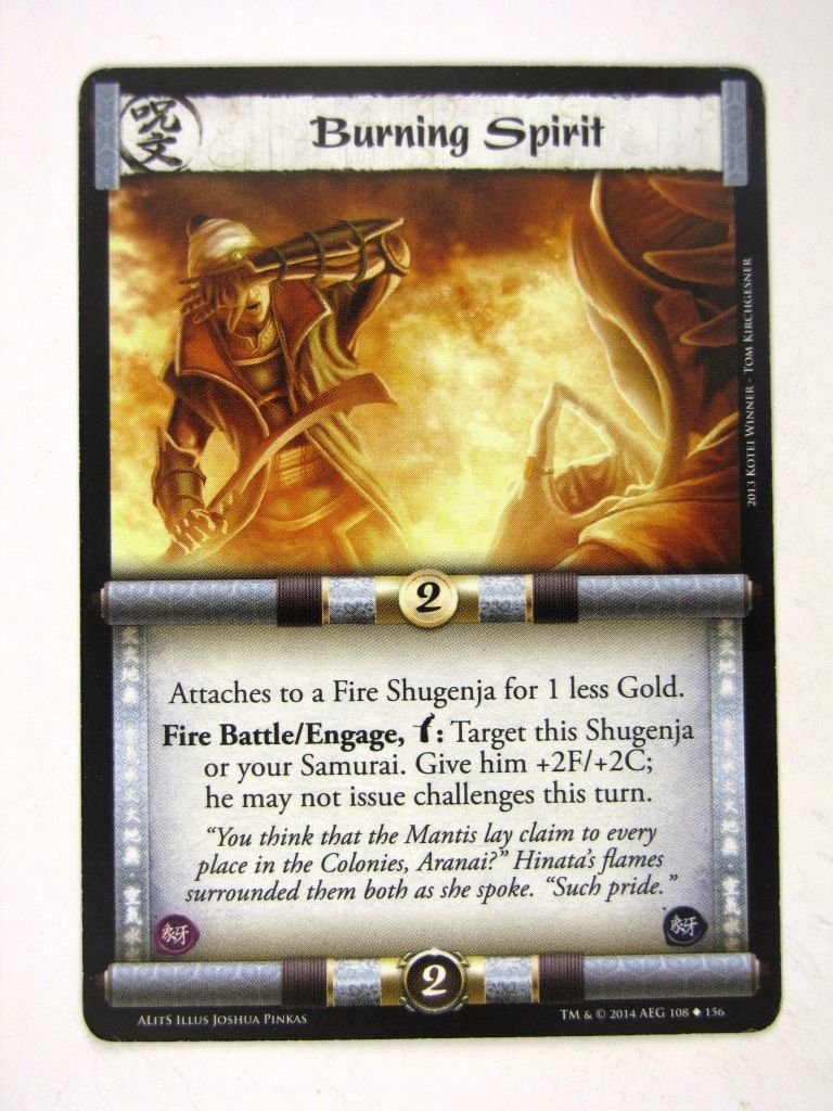 L5R Cards: A Line in the Sands: BURNING SPIRIT # 14H4