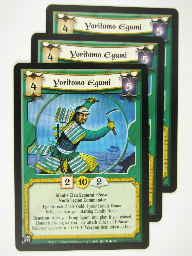 Vintage L5R Cards: YORITOMO EGUMI x3 # 16J45