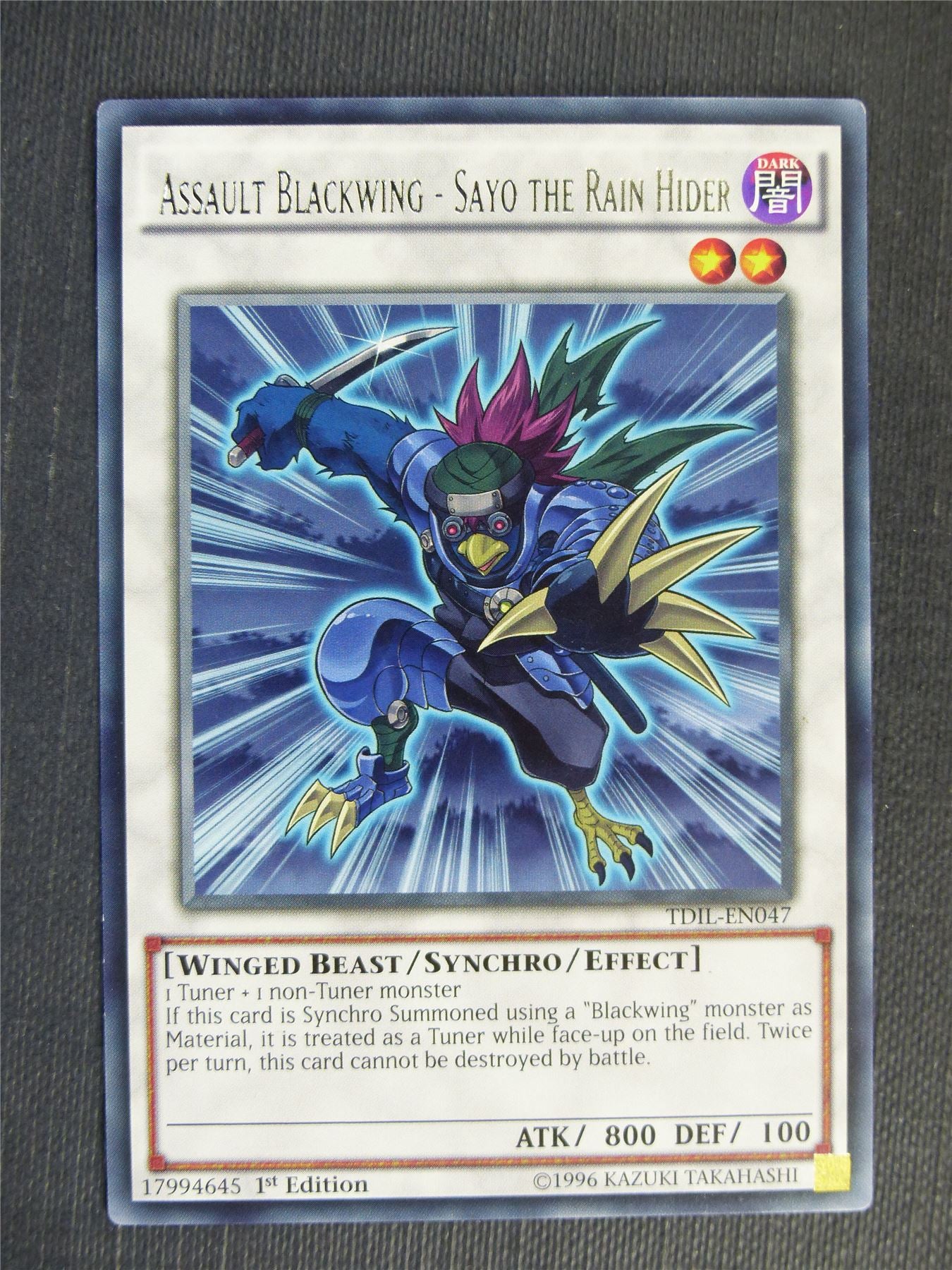 Assault Blackwing - Sayo the Rain Hider TDIL Rare - 1st ed - Yugioh Cards #2SZ