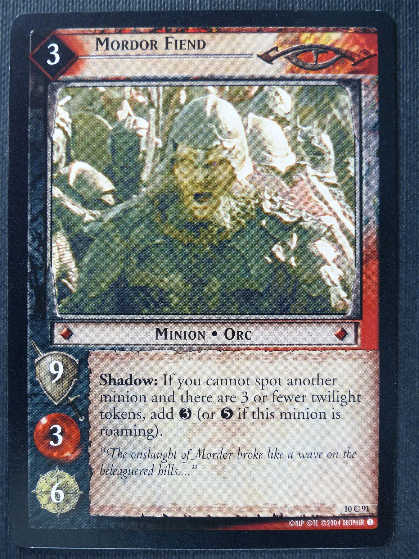 Mordor Fiend 10 C 91 - LotR Card #3HW