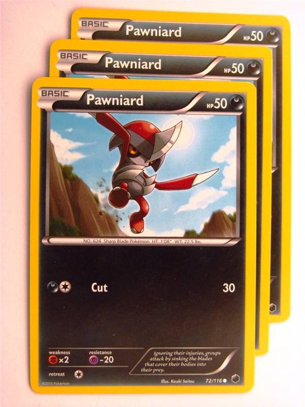 Pokemon CCG: PAWNIARD 72/116 x3 :Plasma Freeze