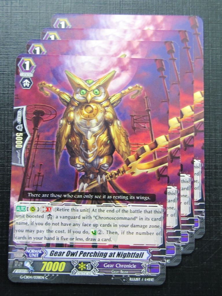 Vanguard Cards: GEAR OWL PERCHING AT NIGHTFALL G-CB04 x4 # 20A12