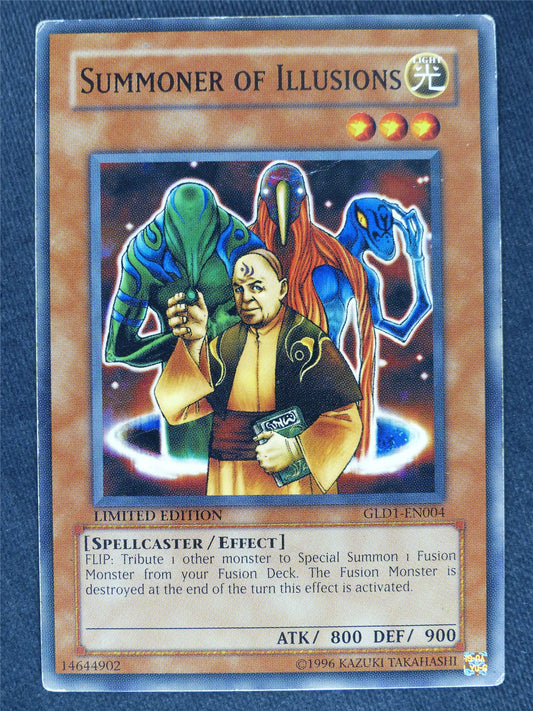 Summoner of Illusions GLD1 played - limited ed - Yugioh Cards #2A