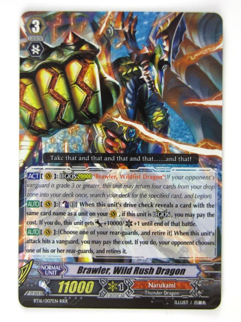 Vanguard Cards: BRAWLER, WILD RUSH DRAGON BT16 RRR # 19I65