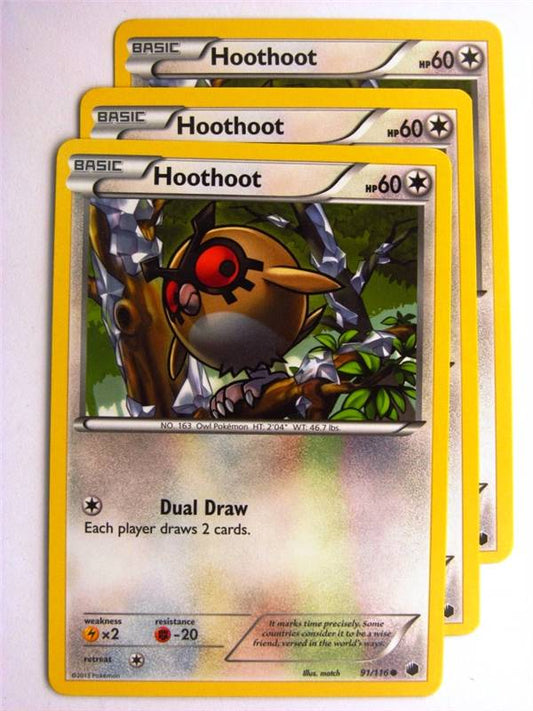 Pokemon CCG: HOOTHOOT 91/116 x3 :Plasma Freeze