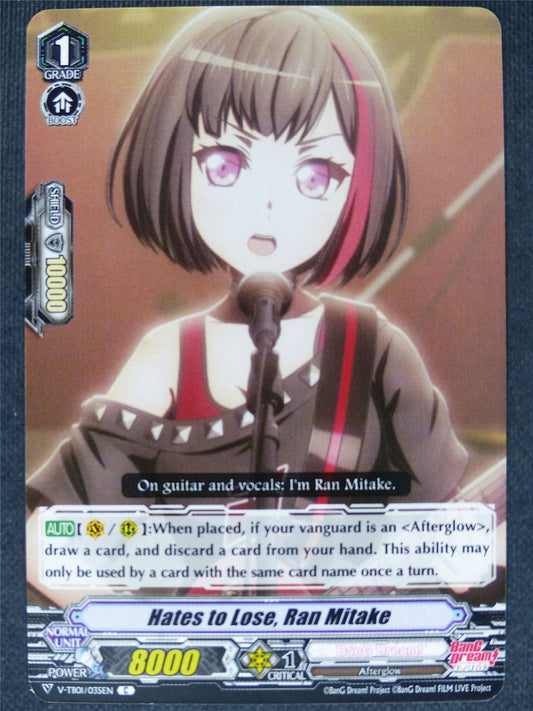 Hates to Lose Ran Mitake V-TB01 C - Vanguard Cards #GI