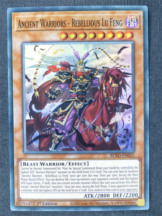 Ancient Warriors - Rebellious Lu Feng BLVO Super Rare - 1st ed Yugioh Cards #380