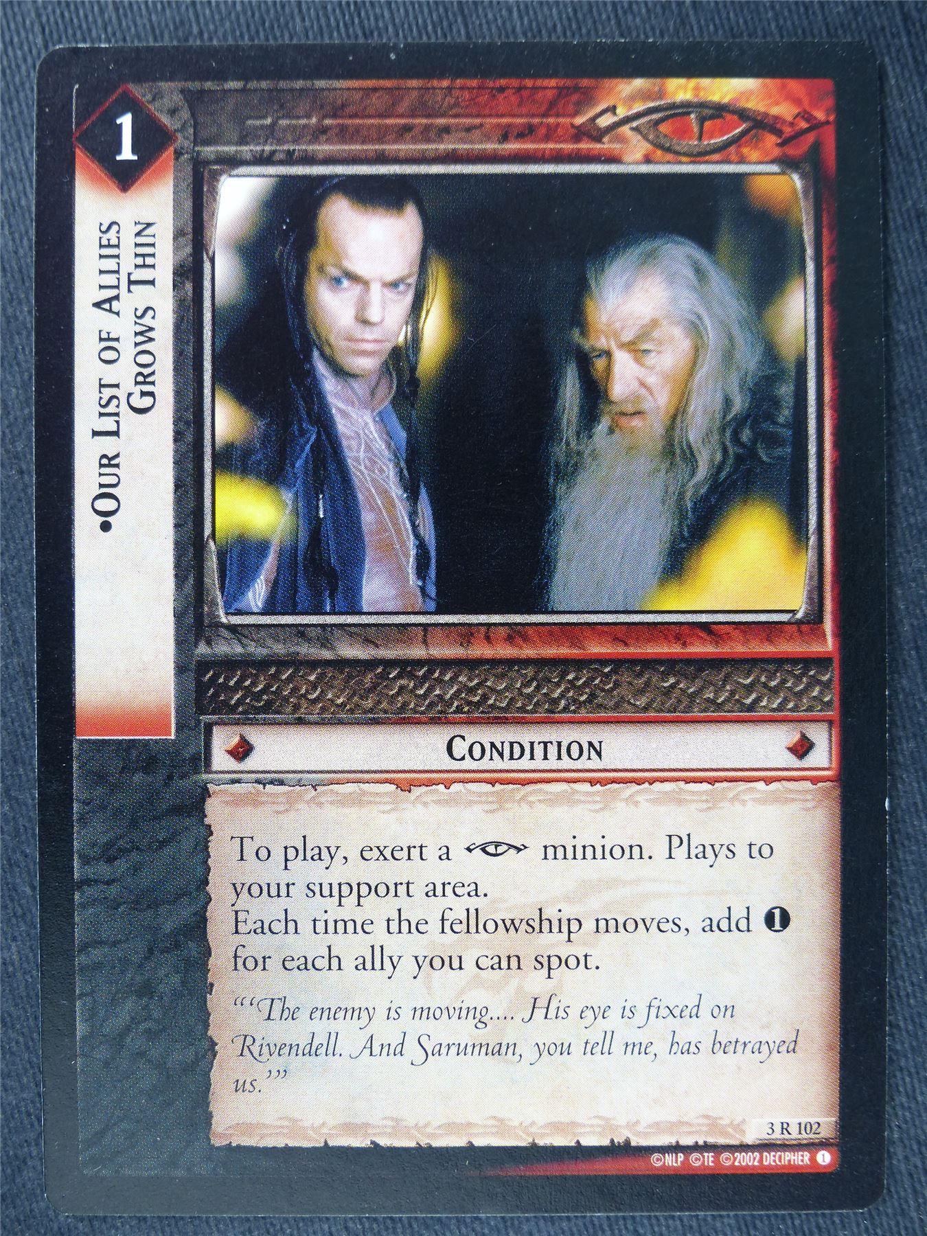 Our List of Allies Grows Thin 3 R 102 - LotR Cards #MG