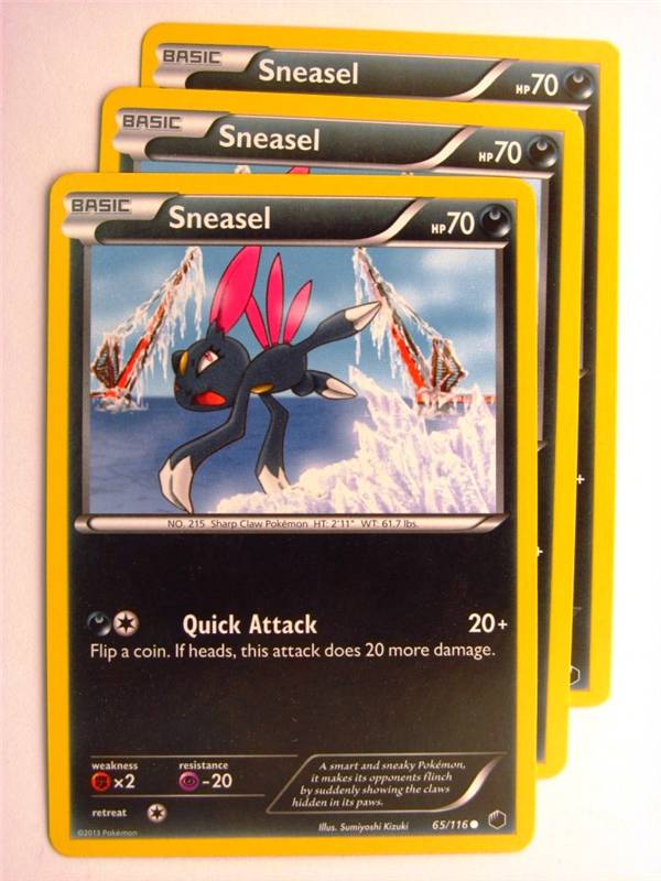 Pokemon CCG: SNEASEL 65/116 x3 :Plasma Freeze