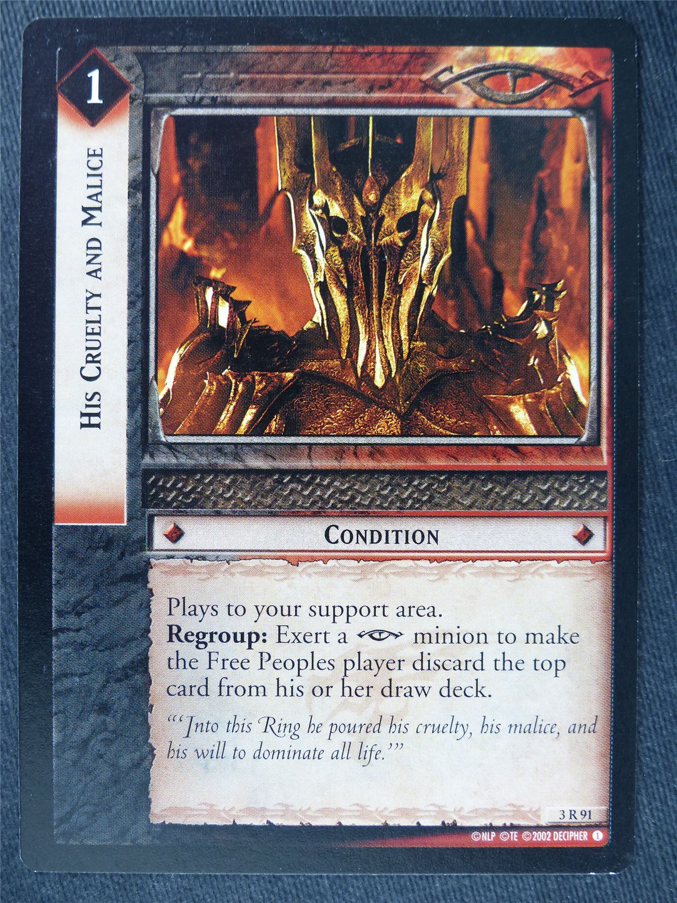 His Cruelty and Malice 3 R 91 - LotR Cards #MM