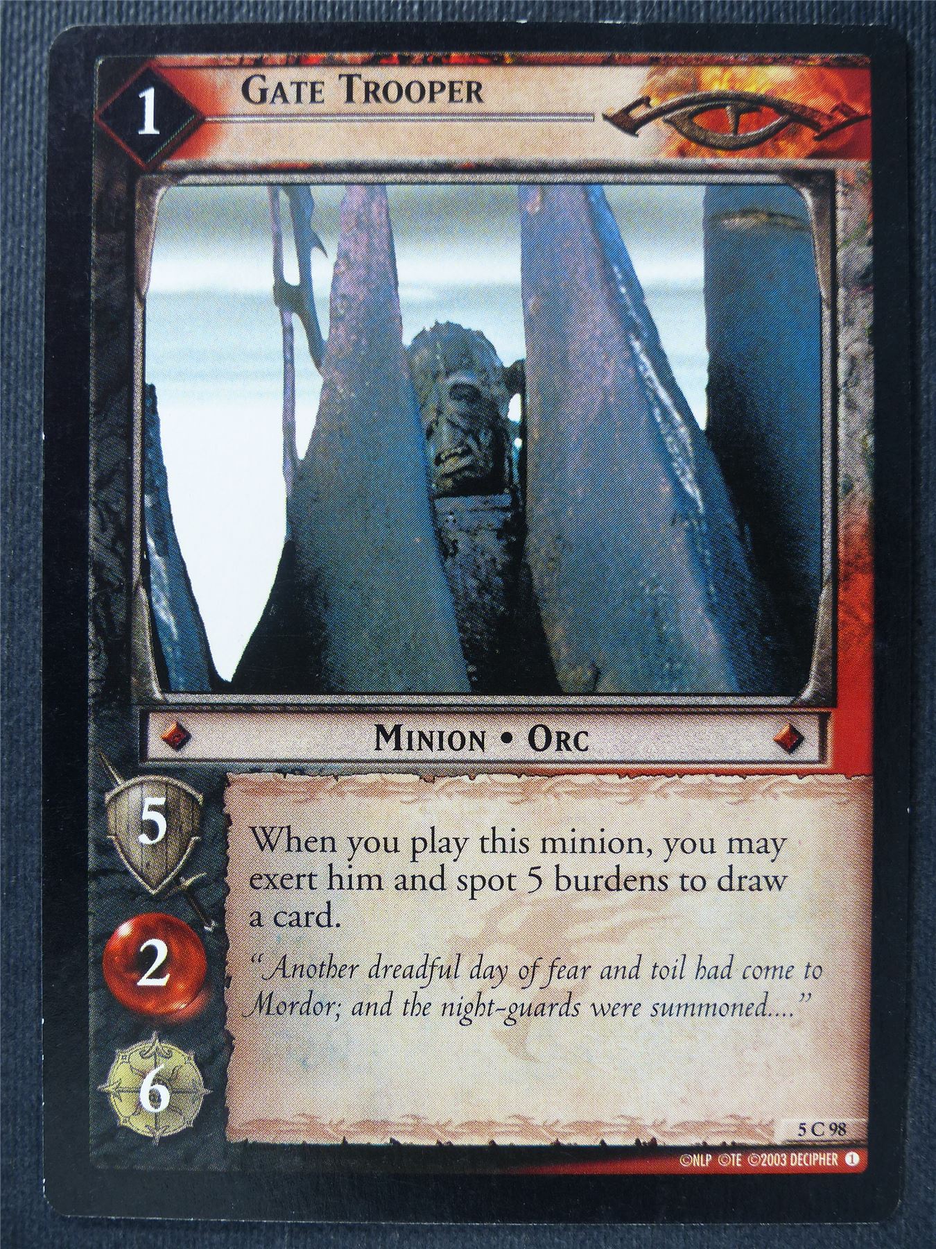 Gate Trooper 5 C 98 - LotR Card #3IF