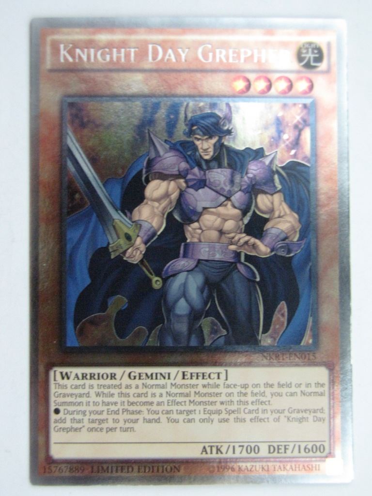 Yugioh Played Cards: KNIGHT DAY GREPHER NKRT PLATINUM RARE # 29H87