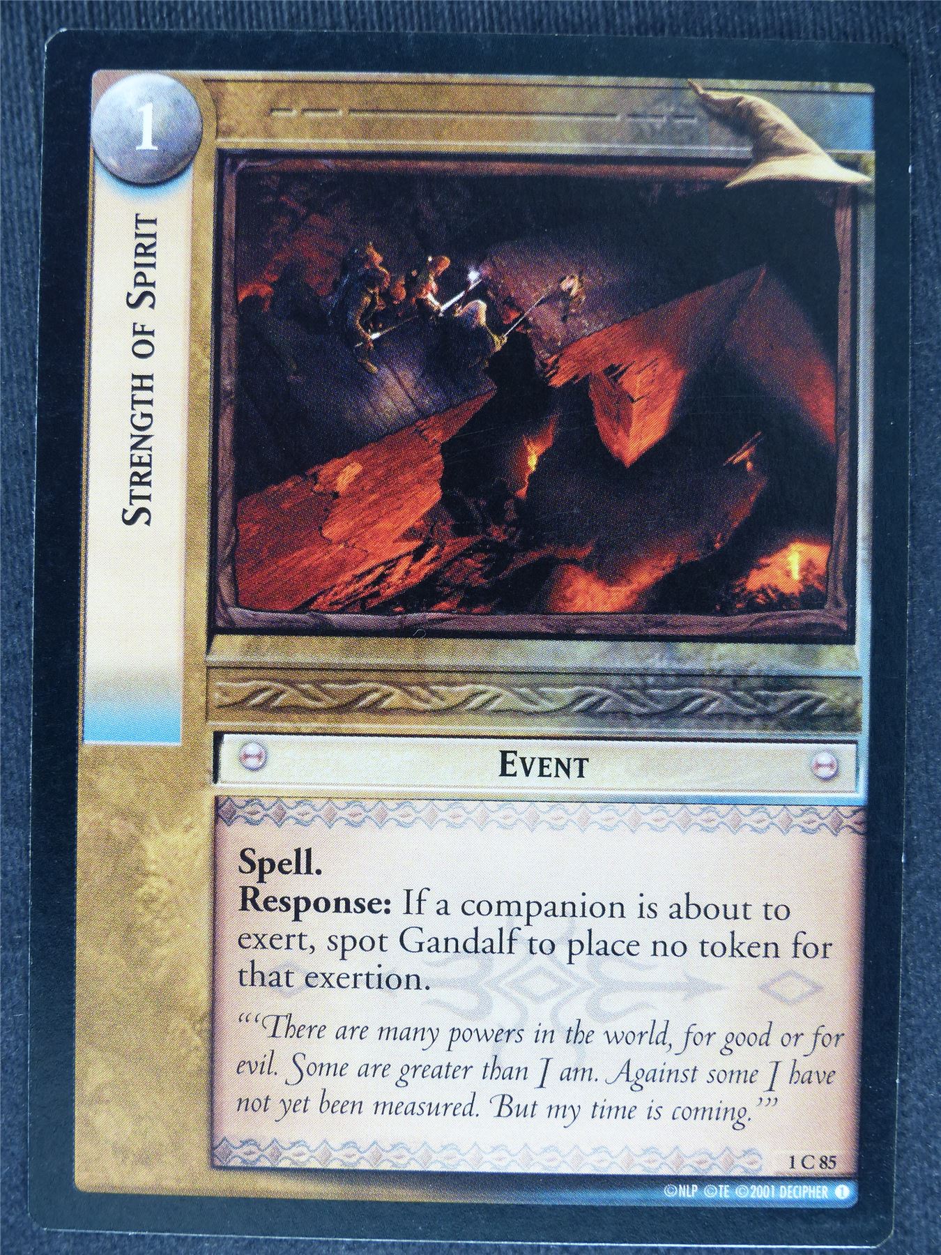 Strength of Spirit 1 C 85 - played - LotR cards #DX