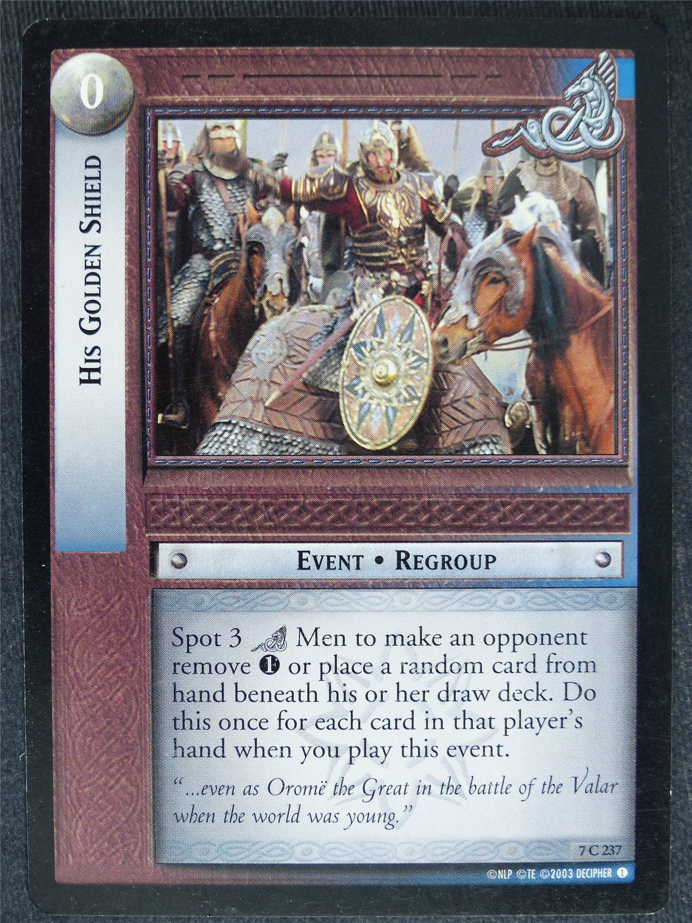 His Golden Shield 7 C 237 - played - LotR Cards #VN