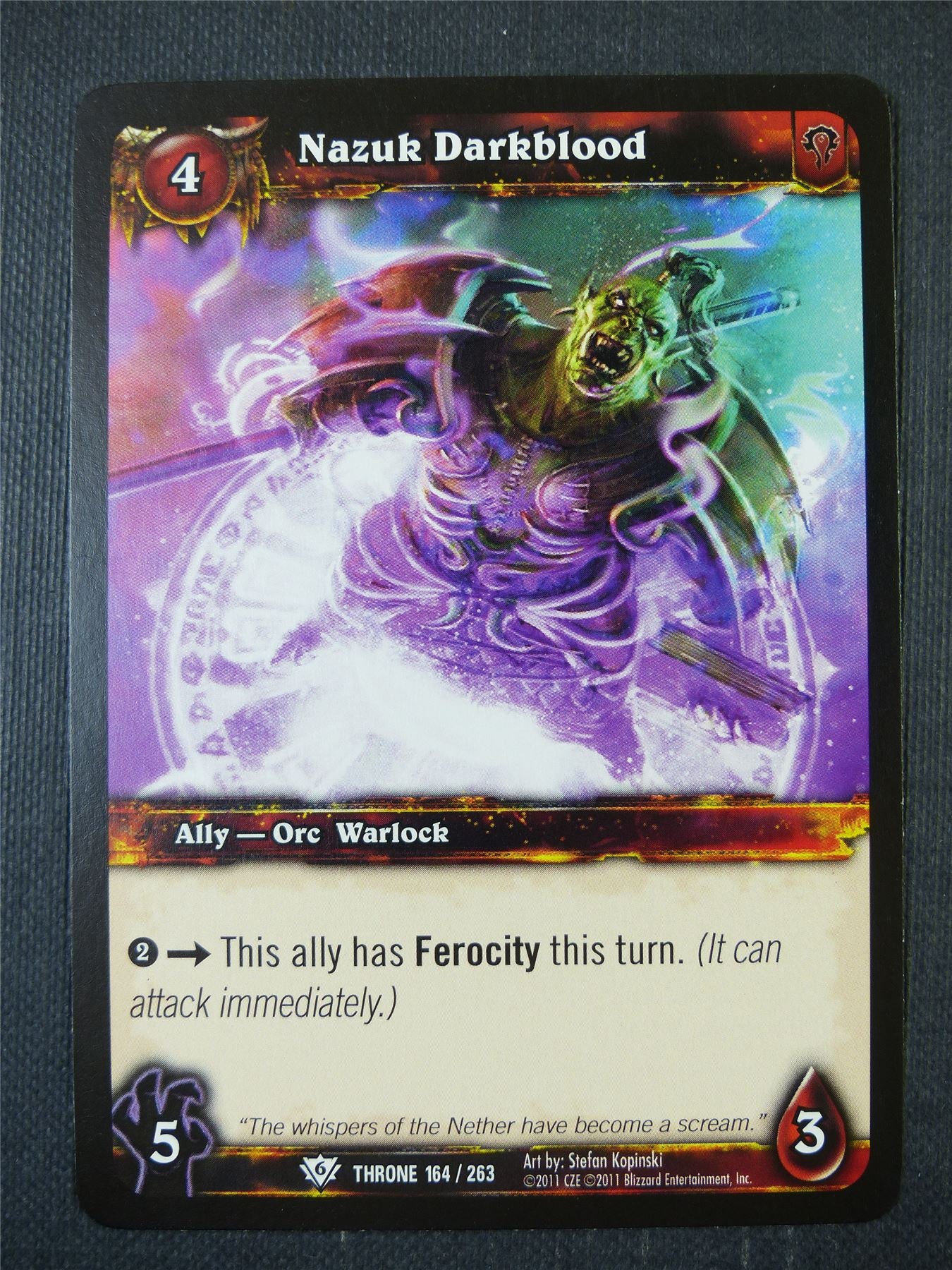 Nazuk Darkblood 164/263 - WoW Card #1BA