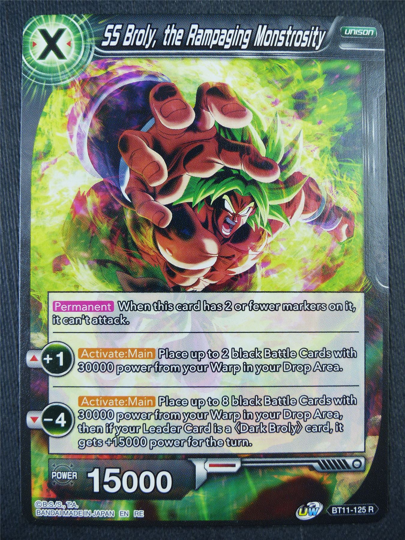 SS Broly the Rampaging Monstrosity BT11 R - Dragon Bal Super Card #92U