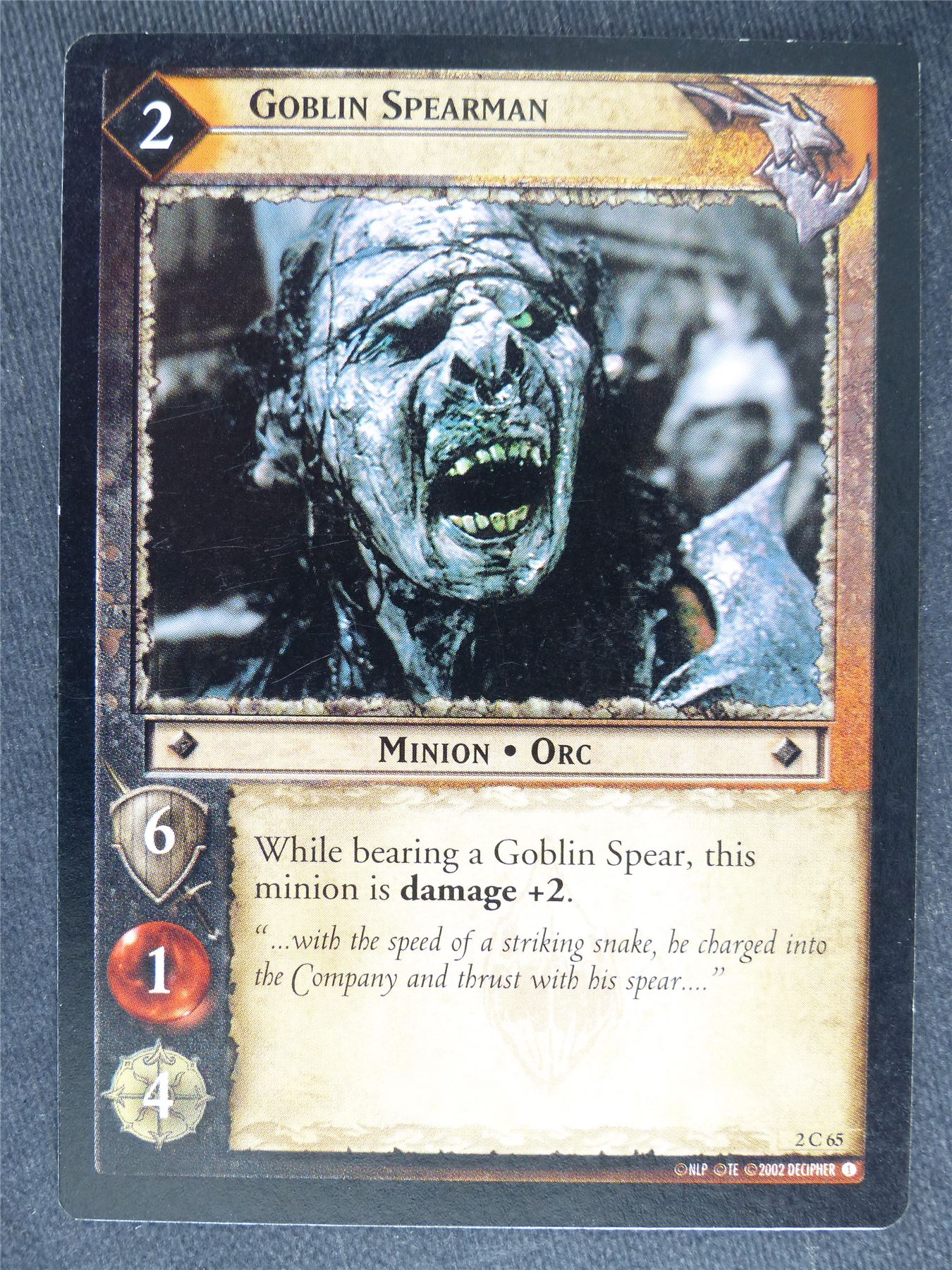 Goblin Spearman 2 C 65 - played - LotR Cards #MH