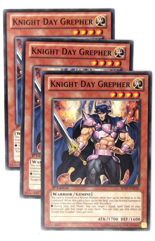 Knight Day Grepher, SHSP-EN038 Common x3 - Yugioh Card