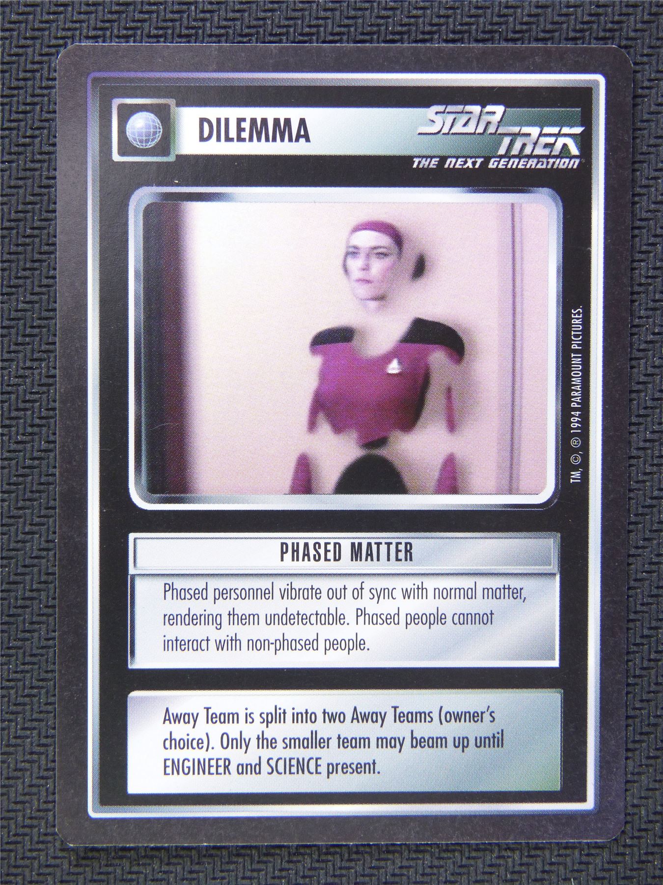 Dilemma Phased Matter - Star Trek CCG Next Gen #58Q