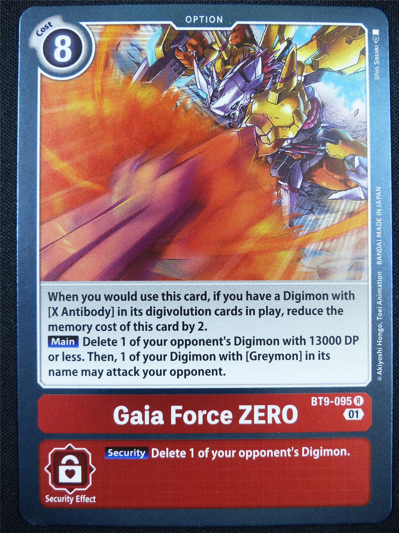 Gaia Force Zero BT9-095 R - Digimon Card #AK