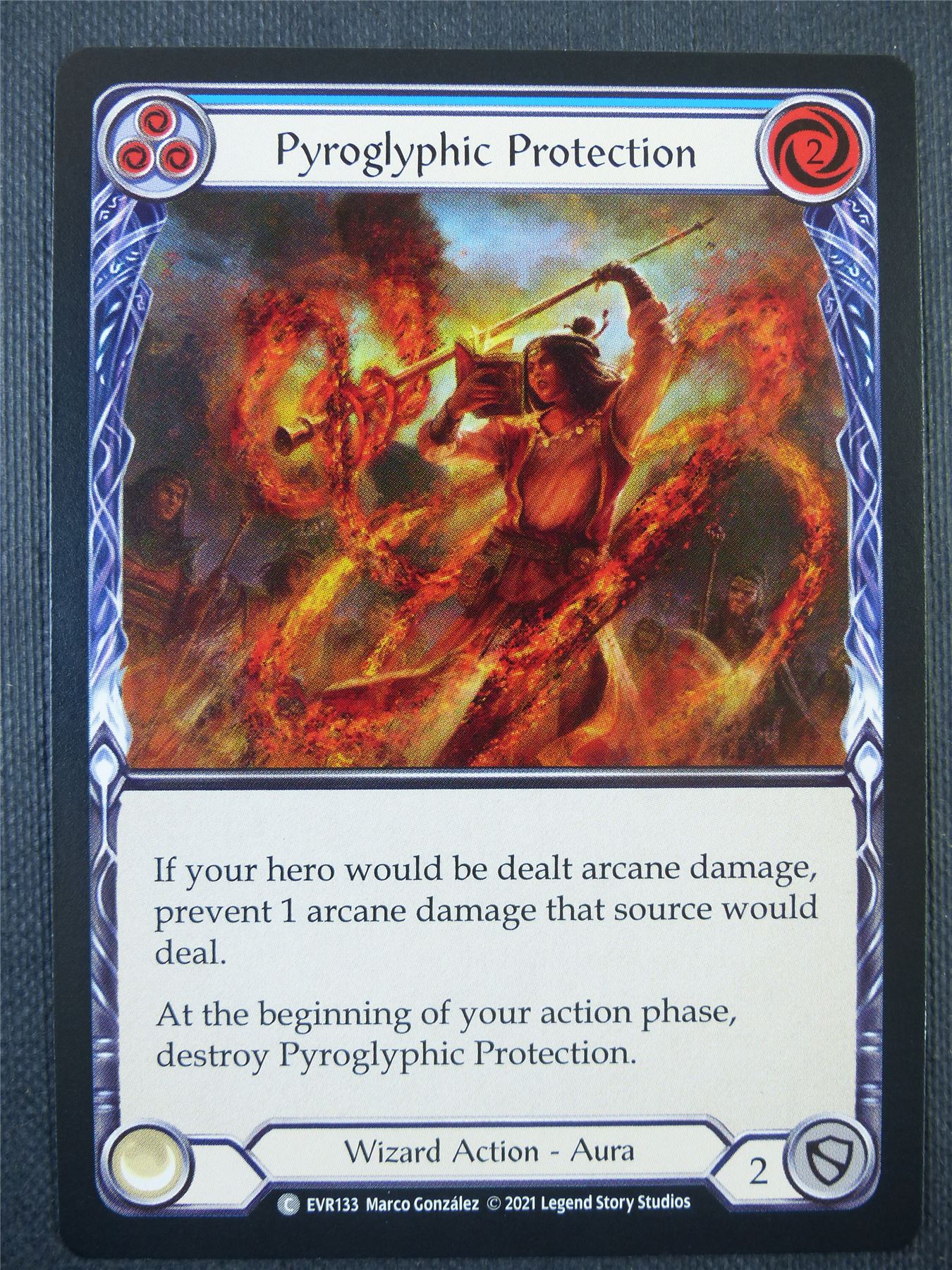 Pyroglyphic Protection Blue - 1st ed Everfest - Flesh & Blood Card #6CU