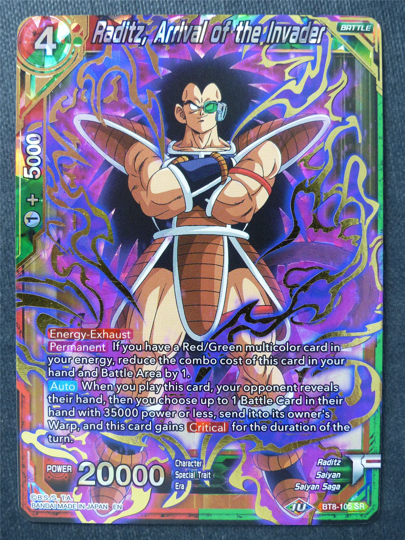 Raditz Arrival of the Invader SR - Dragon Ball Super Cards #JH