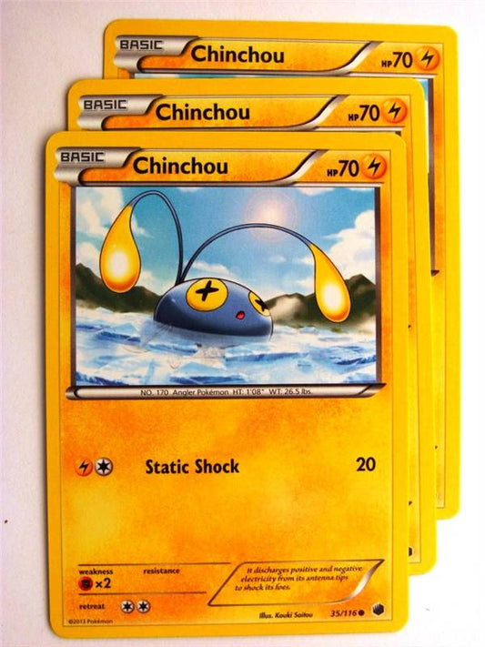 Pokemon CCG: CHINCHOU 35/116 x3 :Plasma Freeze