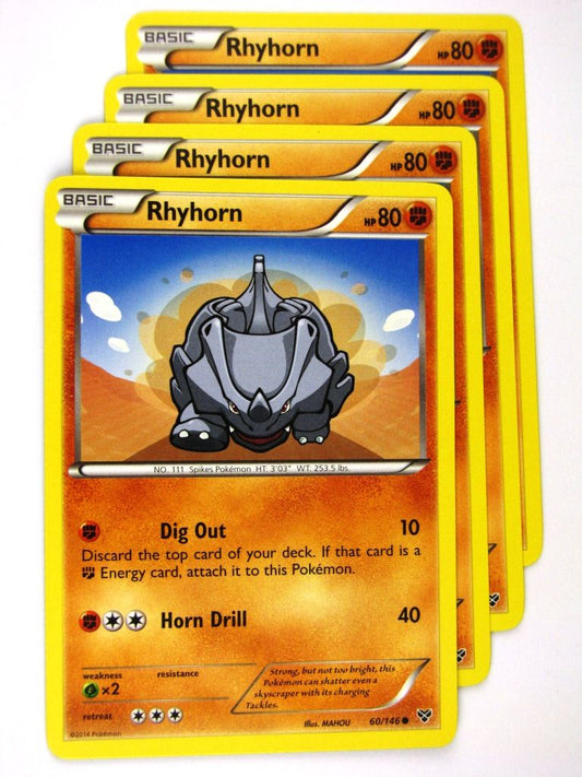 Pokemon Cards: RHYHORN 60/146 x4: X & Y