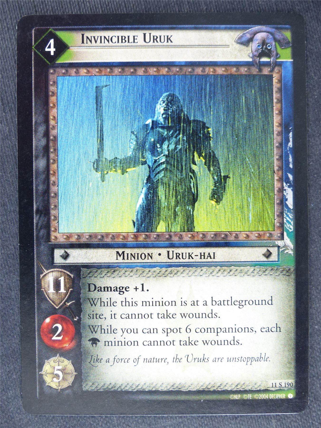 Invincible Uruk 11 S 190 - played - LotR Cards #L3