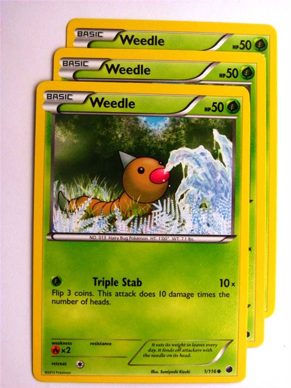 Pokemon CCG: WEEDLE 1/116 x3 :Plasma Freeze