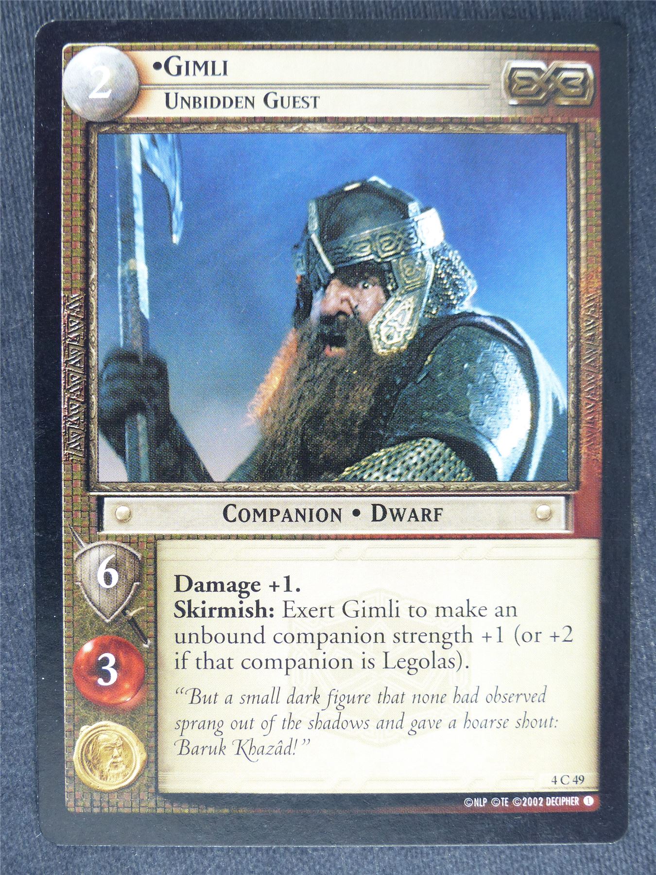 Gimli 4 C 49 - played - LotR Cards #TY