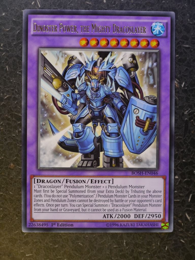 Yugioh Cards: DINOSTER POWER, THE MIGHTY DRACOSLAYER BOSH RARE # 8E76