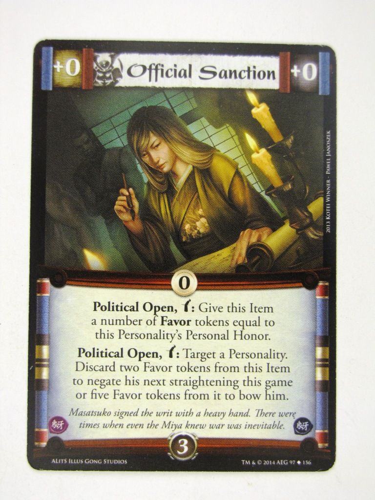 L5R Cards: A Line in the Sands: OFFICIAL SANCTION # 14H8