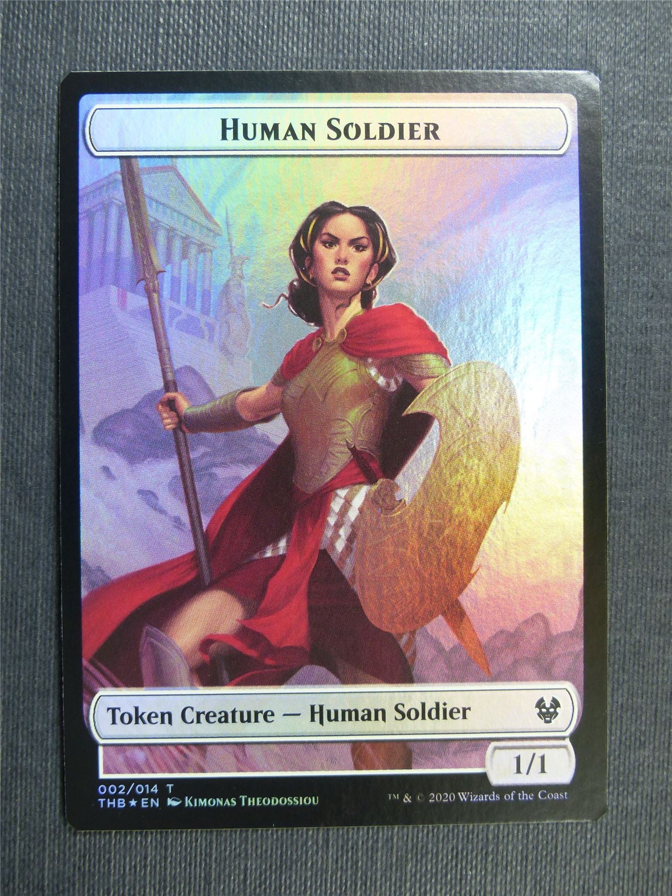 Human Soldier & Wolf Token Foil - Collector ed - Theros Beyond Death - Mtg Magic Cards #2B2