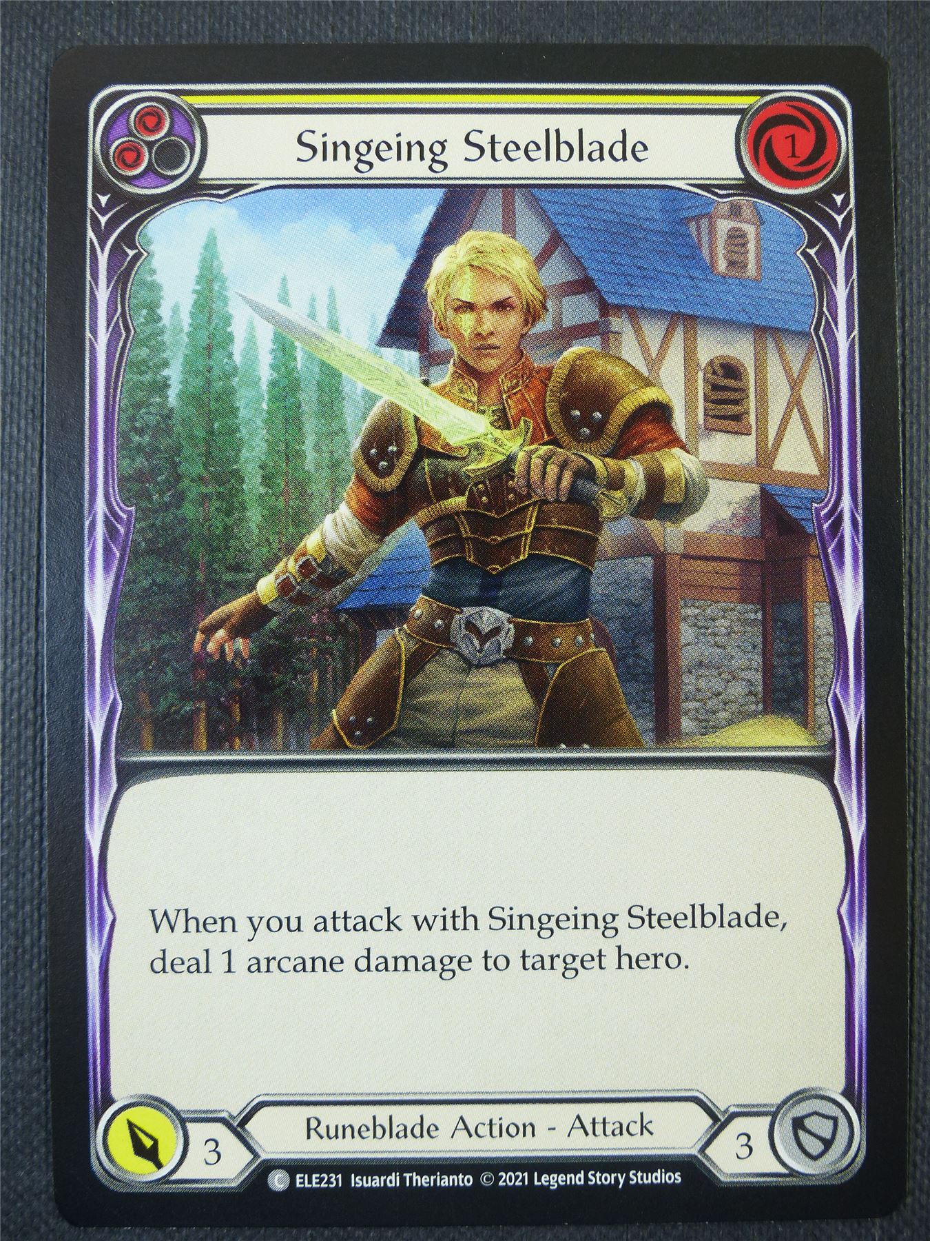 Singeing Stellblade - Yellow - Tales of Aria 1st ed - Flesh and Blood Card #62C