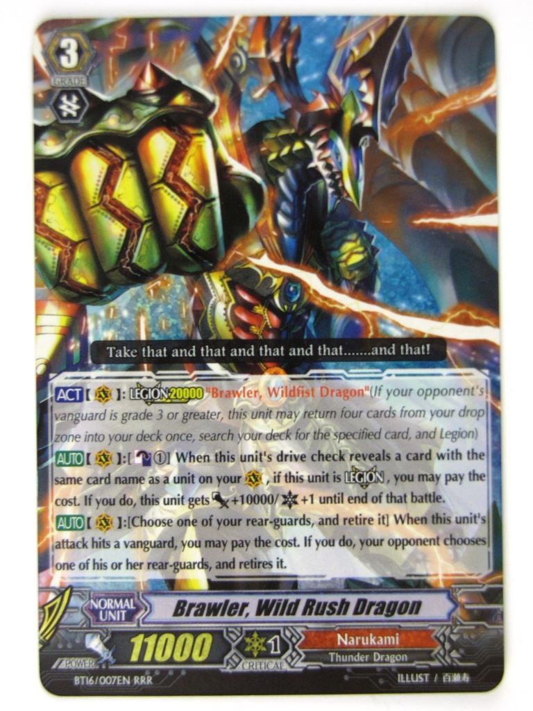 Vanguard Cards: BRAWLER, WILD RUSH DRAGON BT16 RRR # 20A28