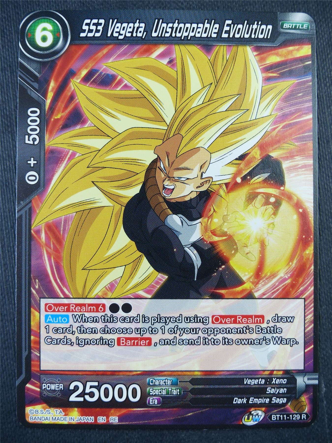 SS3 Vegeta Unstoppable Evolution BT11 R - Dragon Bal Super Card #93H