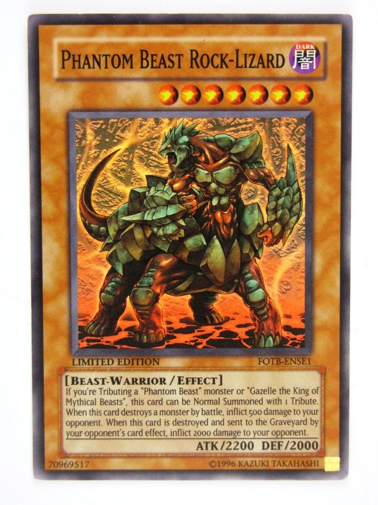 Yugioh CCG: PHANTOM BEAST ROCK-LIZARD FOTB SUPER RARE