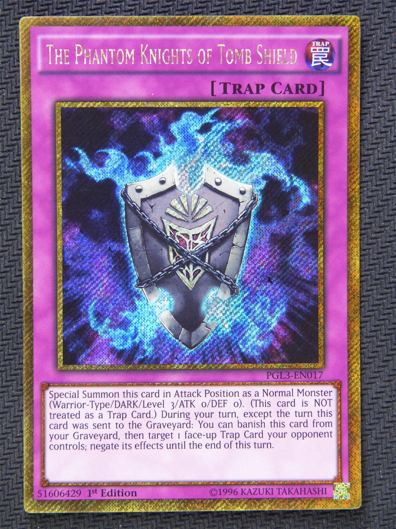 Phantom Knights of Tomb Shield PGL3 Gold - Secret Rare - Yugioh Card #5X7