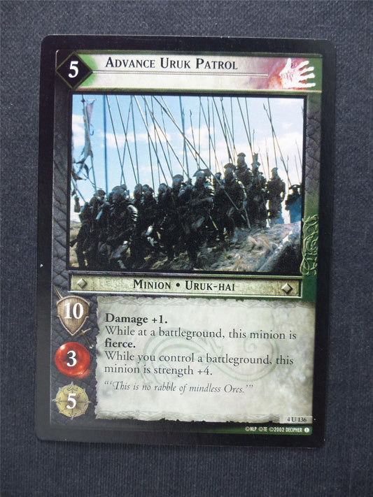 Advance Uruk Patrol 4 U 136 - LotR Cards #7M