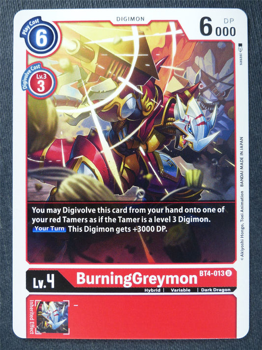 BurningGreymon BT4-013 U - Digimon Cards #ZM