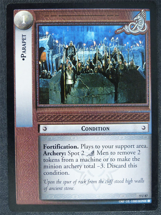 Parapet 5 U 87 - played - LotR Cards #W0