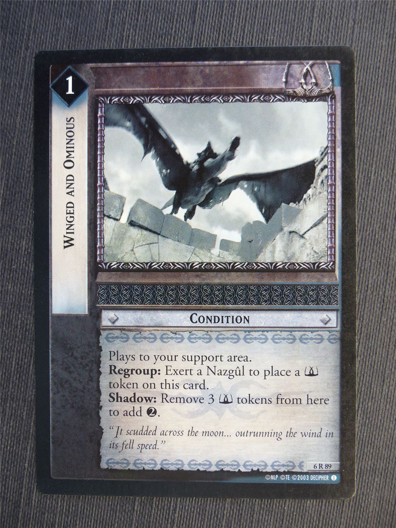 Winged And Ominous 6 R 89 - LotR Cards #652