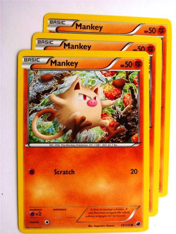 Pokemon CCG: MANKEY 59/116 x3 :Plasma Freeze