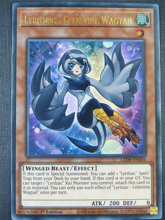 Lyrilusc - Celestine Wagtail LED8 Ultra Rare - 1st ed Yugioh Card #8IZ