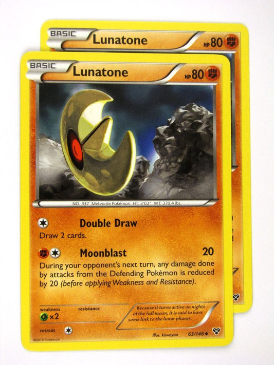 Pokemon Cards: LUNATONE 63/146 x2: X & Y