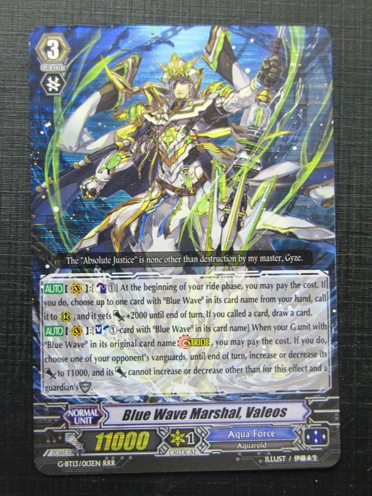 Blue Wave Marshal Valeos G-BT13 RRR - Vanguard Card # 9A95